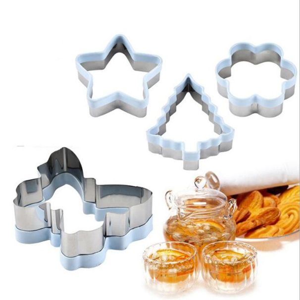 Set di 4 stampi per biscotti a forma di stella natalizia, in acciaio inox, a forma di farfalla, per fondente._voghion.com