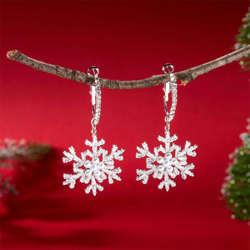 Elegante en luxe nieuwe unieke niche kerstsfeer sneeuwvlok kerstman hanger oorbellen_voghion.com