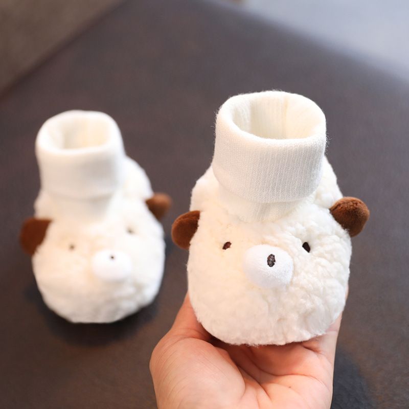 Autumn and winter infant shoes plus velvet for 0-1 year old baby soft-soled non-falling cotton shoes to keep warm newborn full-month shoes and socks_voghion.com