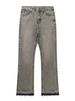 Men's Clothing Version Of The Washed Hem Tassel Slightly Flared Grey Jeans Retro High Street Vibe Style Men's Trend_voghion.com