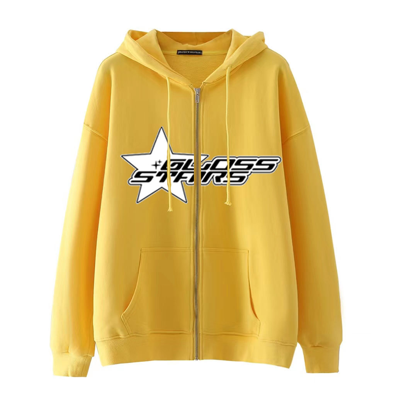 Men's Clothing men's clothing dark style hip hop goth Harajuku Y2K five pointed star zipper hoodie jacket sweatshirt_voghion.com
