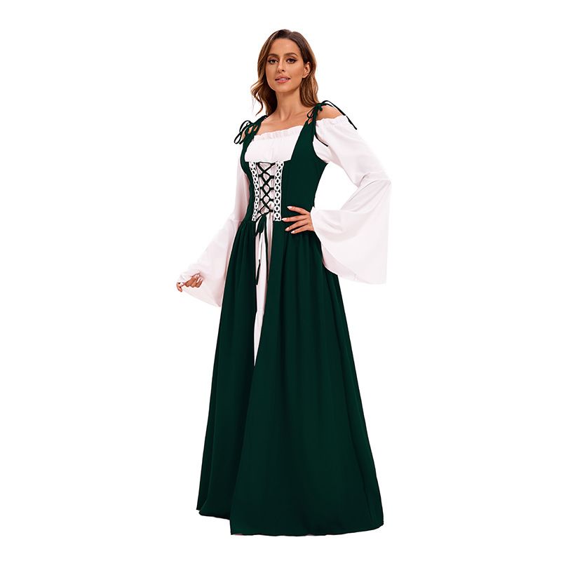 Adult women's medieval clothing, palace queen long dress, dance party, stage performance costume_voghion.com