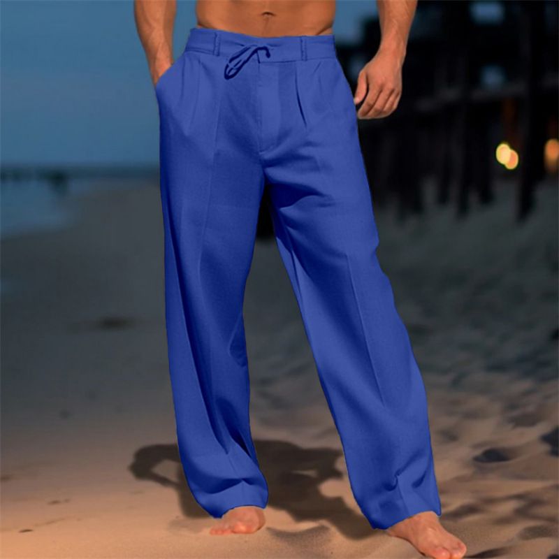 Herenkleding Zomer Strandbroek Voorzak Effen Kleur Comfortabel Ademend Casual Dagelijks Vakantie Basic Stijl_voghion.com
