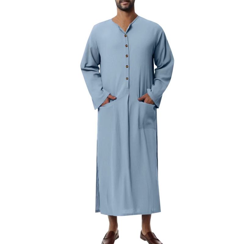 Jubba Thobe Islamische Arabisch Kaftan Männer Leinen Baumwolle Solide Kurzarm Mit Kapuze Roben Dubai Nahen Osten Muslimischen Kleidung Abaya Homme_voghion.com