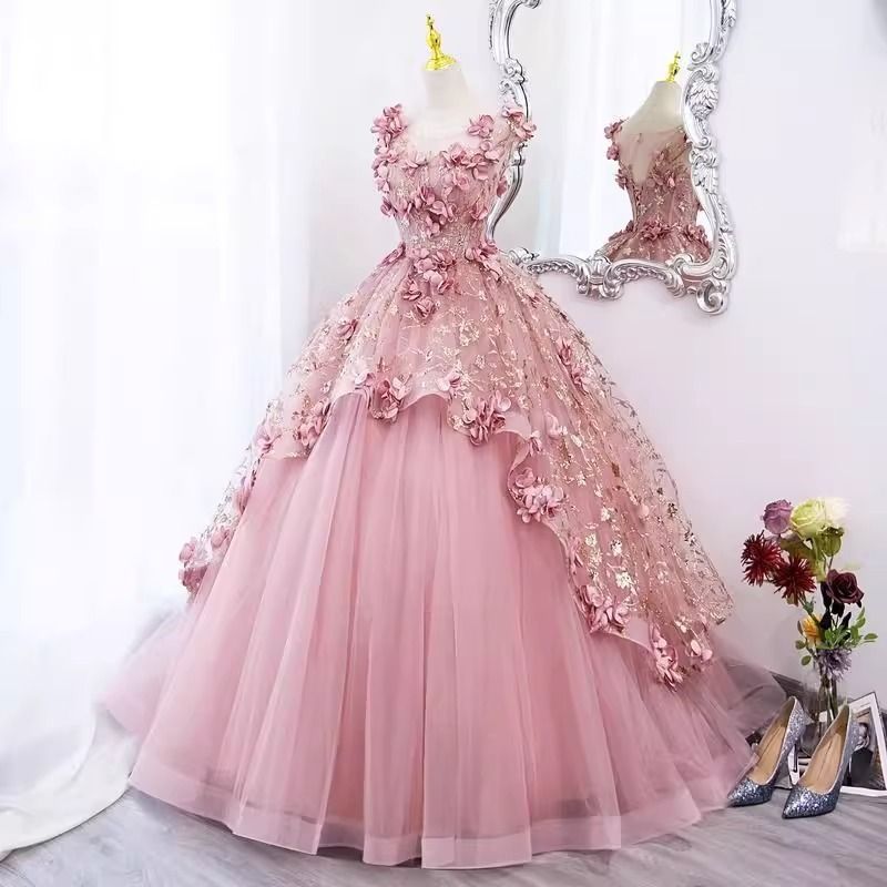 Elegant Dusty Pink A-Line Dress – High Waist Prom Gown For Graduation, Pageants & Formal Events (XS-3XL)_voghion.com