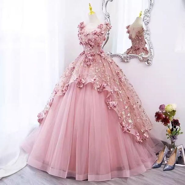 Elegant Dusty Pink A-Line Dress – High Waist Prom Gown For Graduation, Pageants & Formal Events (XS-3XL)_voghion.com