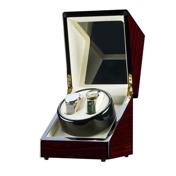 Double Watch Winder Automatic Rotation Wood Display Case Storage Organizer_voghion.com