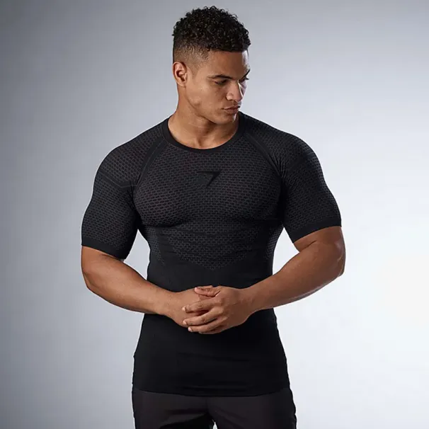 Ανδρικό καλοκαιρινό μπλουζάκι συμπίεσης Shark για γρήγορο στέγνωμα, στενό κοντομάνικο μπλουζάκι για τρέξιμο, αθλητικό, ανδρικό Fiess_voghion.com