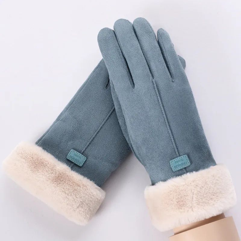 2023 New Fashion Autumn Winter Cute Hairy Warm Full Finger Mittens Women Outdoor Sports Female Gloves Screen_voghion.com