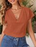 Abbigliamento da donna, nuova camicia a maniche corte con scollo a V, tinta unita, in cotone e lino_voghion.com