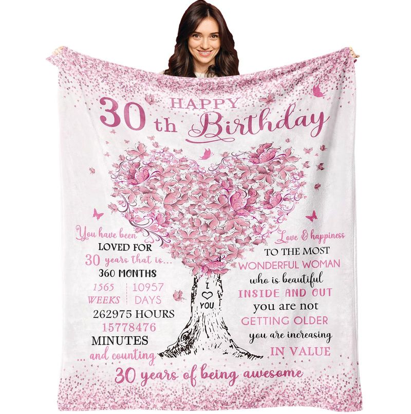 Couverture décorative en flanelle douce et confortable pour 30e anniversaire_voghion.com