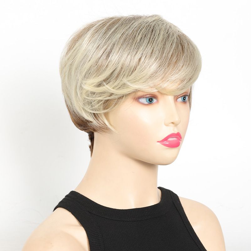 γυναικεία κοντή περούκα περούκα κεφαλής ίσια κοντά ίσια μαλλιά πλαϊνές αφέλειες περούκα από συνθετικές χημικές ίνες_voghion.com