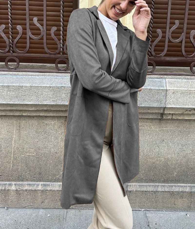 Damenbekleidung Hirschleder Anzugkragen Pendeln Freizeit Temperament Windjacke_voghion.com