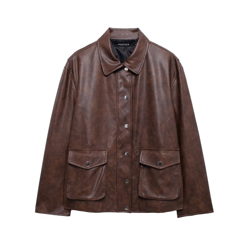 Women s clothing autumn and winter new item composite American leather shirt jacket_voghion.com