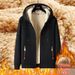 Autumn Winter Fleece-Lined Thickened Sweatshirt Men's Cardigan Hooded Jacket Casual Two-Piece Set Lamb Wool Sports Suit_voghion.com