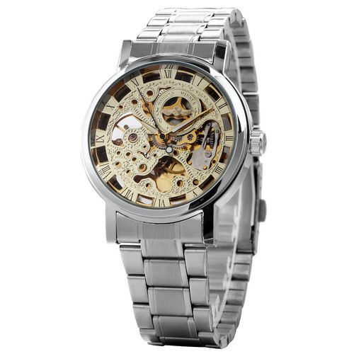 Montre mécanique automatique pour homme avec bracelet en acier ajouré noir_voghion.com