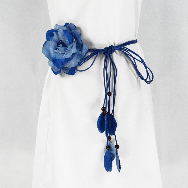 HOT Casual Knotted Chain For Dresses Lady Thin Waist Belt Long Tassel Braid Waistband Elegant Handmade Big Flower Decorative_voghion.com
