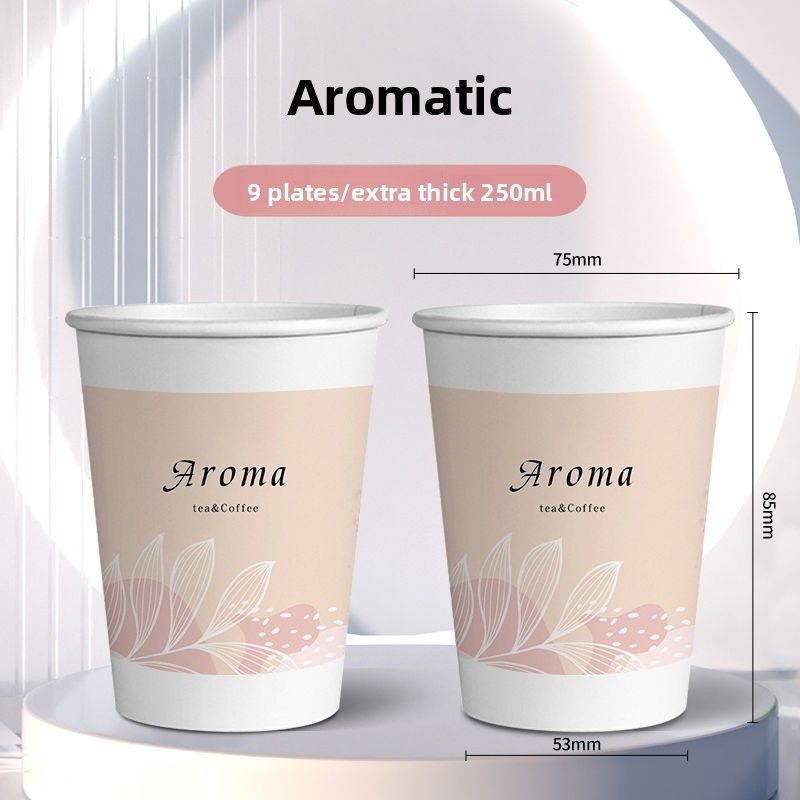 Flower Language Paper Thickened Extra Thick Disposable Cup Internet Celebrity Office Home Commercial Business Simple_voghion.com