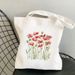 Flower Plant Floral Print Canvas Bag Shoulder Bag Fashion Hand Shopping Bag_voghion.com