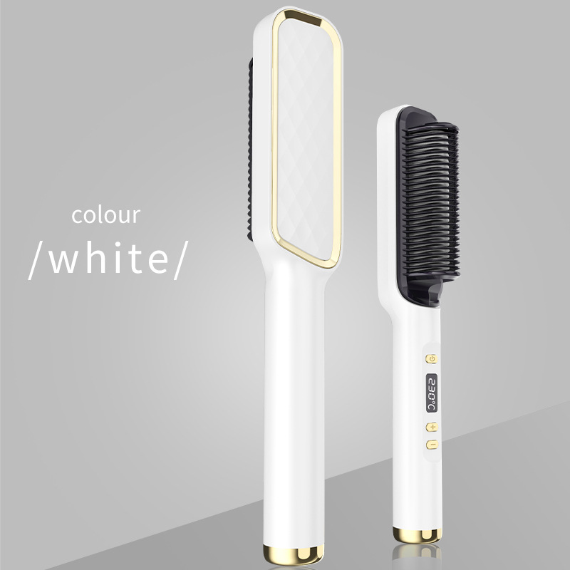 ACZT Quality Goods Smart Control LCD Ionic Brush - 2-in-1 Curling/Straightening With Adjustable Temp Protection_voghion.com