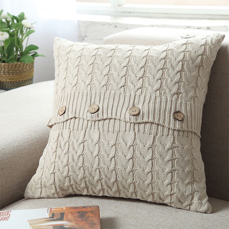 Nordic Thick Yarn Pillowcase Cotton Linen Knitted Simple Living Room Sofa Back Lumbar Pillow Without Core Cushion_voghion.com