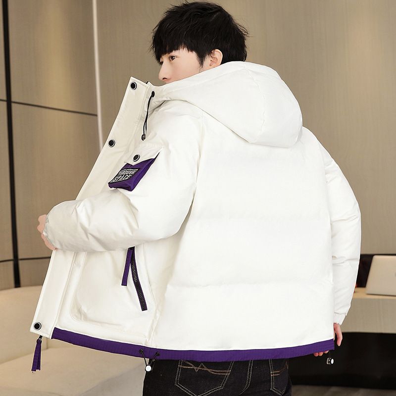 Casaco masculino de algodão novo versátil grosso roupas de inverno com capuz estudante jaqueta de algodão para baixo_voghion.com