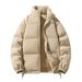 Solid Color Stand Collar Down Cotton For Men And Women 2024 New Winter Thickened Warm Trendy Casual Couple Puffer Jacket_voghion.com