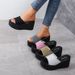 Slipper Muffin Dam Flip-flops Med Fiskmunn, Öppen Tå, Plus Size Kilklack, Platå_voghion.com