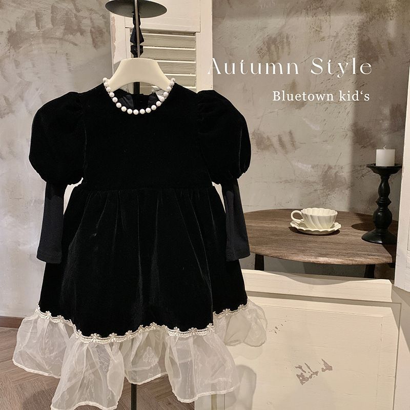  Toddler Girls Clothing princess dress stylish Hepburn style black dress children's baby dress skirt trendy_voghion.com