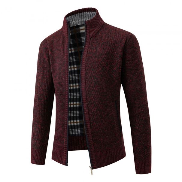 Herren-Strickjacke mit Fleecefutter und Stehkragen – warmer Winterpullover für Business-Casual- und Herbst-Outfits (mehrere Farben und Größen)_voghion.com