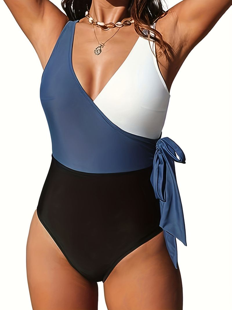 Plus Size Women's One-piece Swimsuit With Color Matching And One-piece_voghion.com