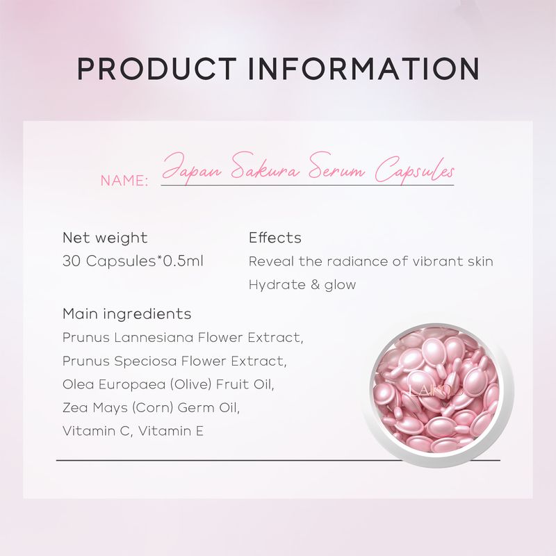 Laico Sakura Capsules 30Capsules*0.5ml Hydrating, Moisturizing And Brightening Skin Color_voghion.com