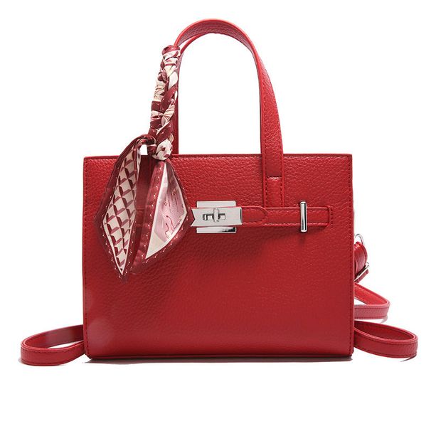 Texture Kelly per le donne 2025 primavera nuova versatile borsa a tracolla semplice da pendolare con motivo litchi a tracolla singola_voghion.com