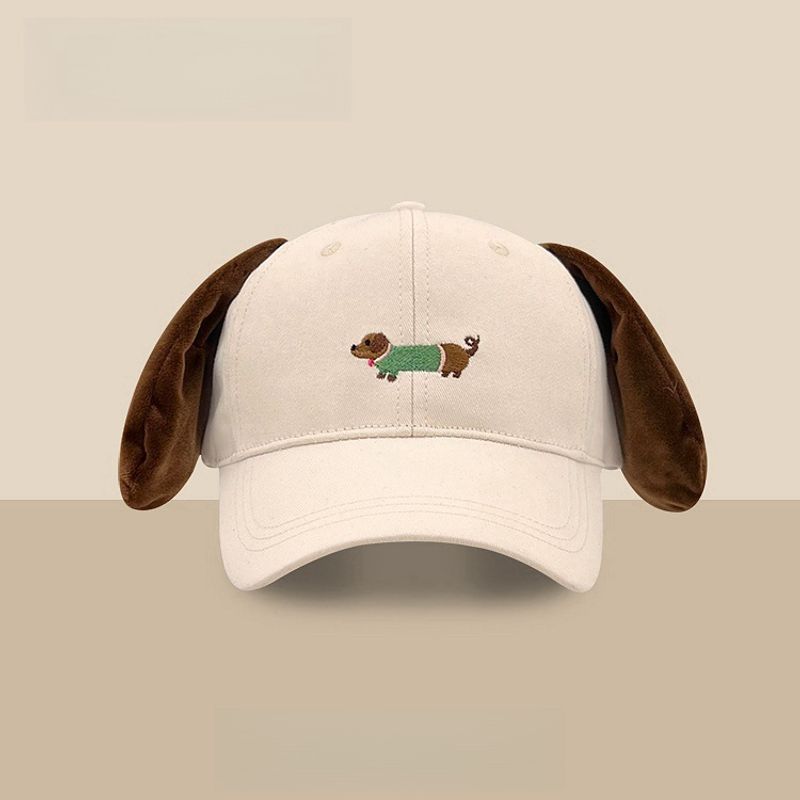 Screaming Sausage Dog Baseball Female Ins Funny Ears Pinching Sunshade Versatile Face Showing Small Duck Tongue Hat_voghion.com