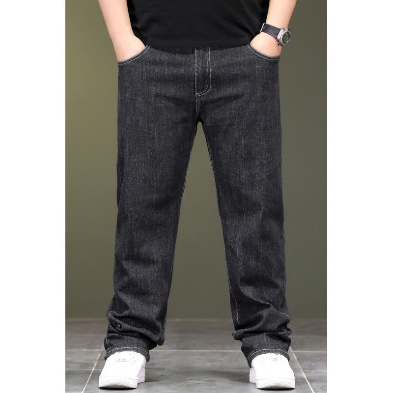 Vīriešu apģērbs Vīriešu lielizmēra elastīgi džinsi vīriešu brīvi, taisni, resni vīriešu garās bikses vīriešu lielie izmēri moderni rudens un ziemas jauni stili_voghion.com