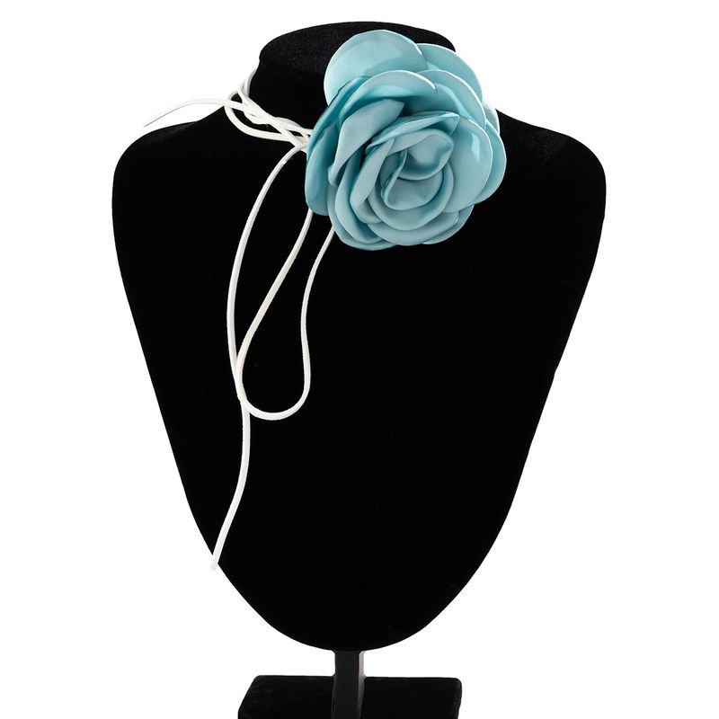 Vintage Flower Necklaces, Boho Floral Choker Adjustable Fabric Rose Necklace for Women Girls Bride Wedding Party Birthday_voghion.com