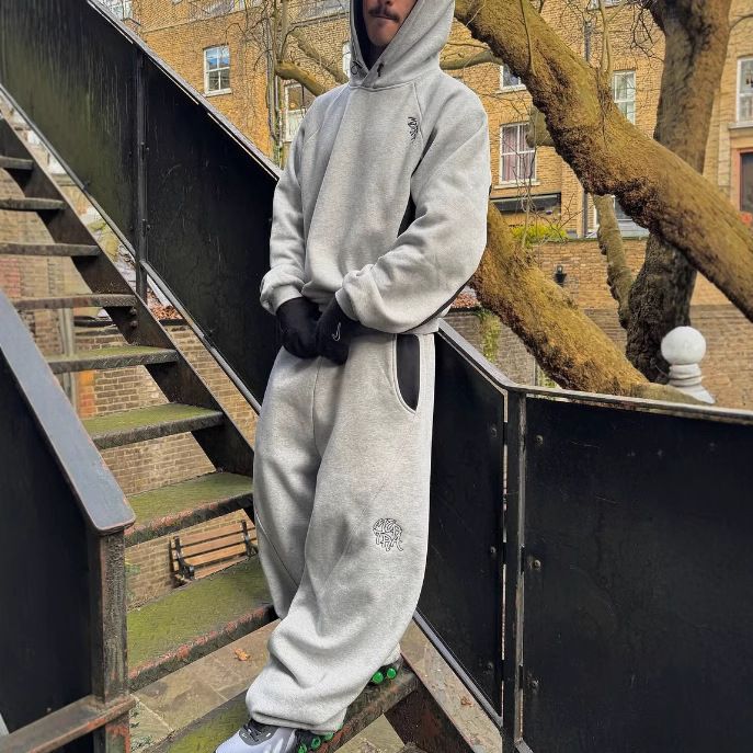 European And American Cross Border Retro All Match Loose Unisex High Street Hip Hop Splicing Embroidered Sweatpants Men's Pants Foreign Trade_voghion.com