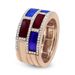 Rose Gold Alternating Red and Blue Enamel and 1/2 Cttw Diamond Studded Band Ring (F-G Color, VS1-VS2 Clarity) - Ring Size 7_voghion.com