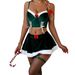 Christmas Sexy Clothing Abstinence Bow Split Uniform With Mesh Socks Set_voghion.com