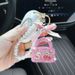 Portachiavi per auto personalizzato con ciondolo a forma di fiocco con catena di perle creativa e diamanti lucidi_voghion.com