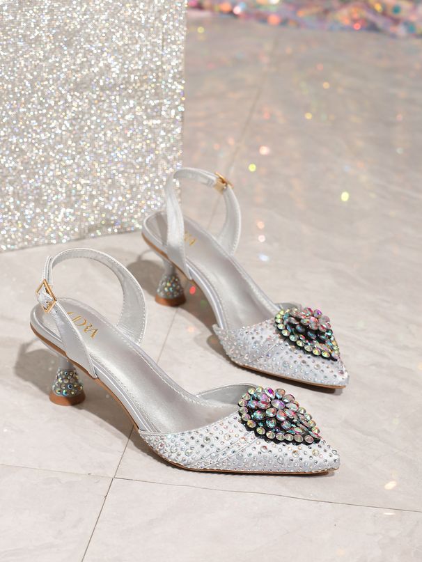 Damenschuhe Mode Temperament Intarsien Ziegel Herz High Heel Sandalen Hochzeit Abendessen Spitze Einzelschuhe_voghion.com