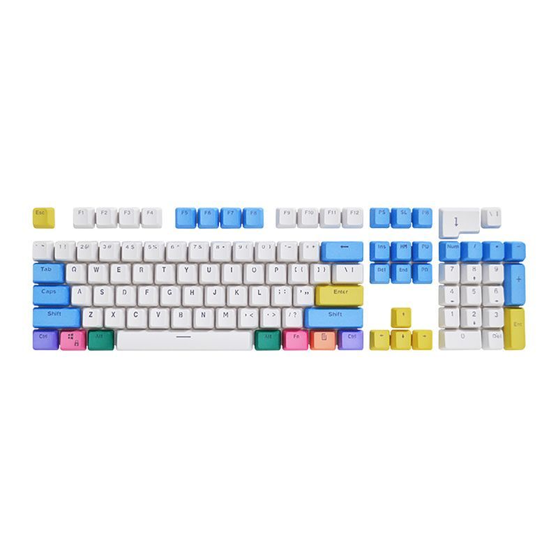 104 Keys Key Caps OEM Height Wear-resistant Oil-proof Dirt Resistant Replacement Translucent PBT Rainbow Color_voghion.com