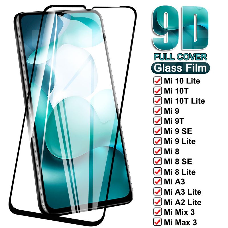 Szkło ochronne 9D do Xiaomi Mi 10 9 8 10T Lite 9T Pro szkło hartowane Mi 9 8 SE 5X A1 ​​6 6X A3 A2 Lite Mi Max 2 3 Mix 2 3 Film_voghion.com