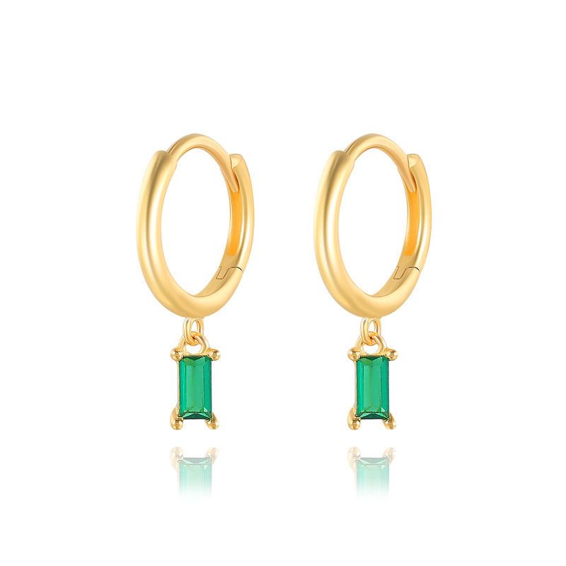 Orecchini a cerchio con zirconi rettangolari geometrici, versatili e alla moda, per le donne, in stile Ins._voghion.com