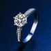 Thai Silver Moissanite Diamond Ring For Women Simulated One Carat Open Adjustable Engraved Fashionable Unique Niche_voghion.com