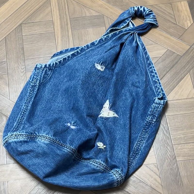Borsa per la spesa in denim, multifunzionale, a tracolla, grande capacità, casual, versatile, da pendolare_voghion.com