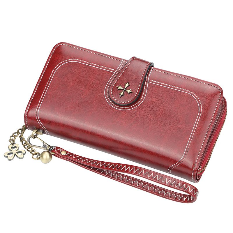 Baellerry Portafoglio da donna Nuovo quadrifoglio Portacarte multifunzionale Borsa per cellulare di alta qualità con fibbia alla moda_voghion.com