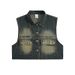 American Style Washed Vintage Denim Lapel Short Vest Unisex Loose Versatile Sleeveless Jacket_voghion.com