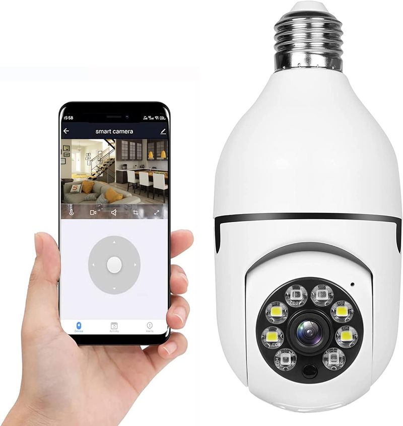 E27 360° spuldzes kamera, 2,4 GHz WiFi drošības kameras, bezvadu, 1080p nakts redzamības mājas drošība, kustības sensora noteikšana, divvirzienu audio-saruna_voghion.com