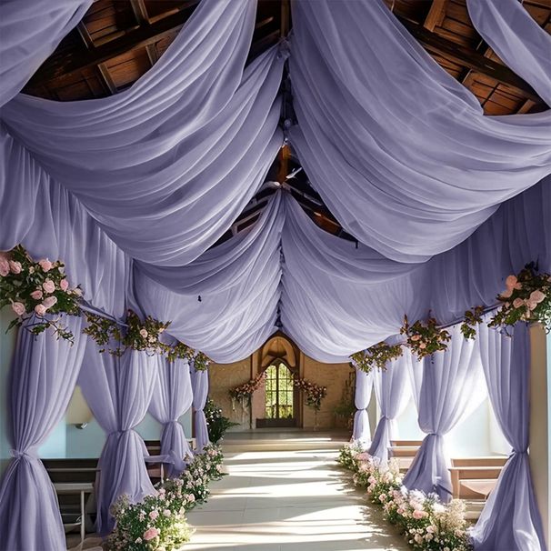 Tela de tul de malla hexagonal: fondo decorativo para bodas y fotografía al aire libre (cortina transparente versátil)_voghion.com